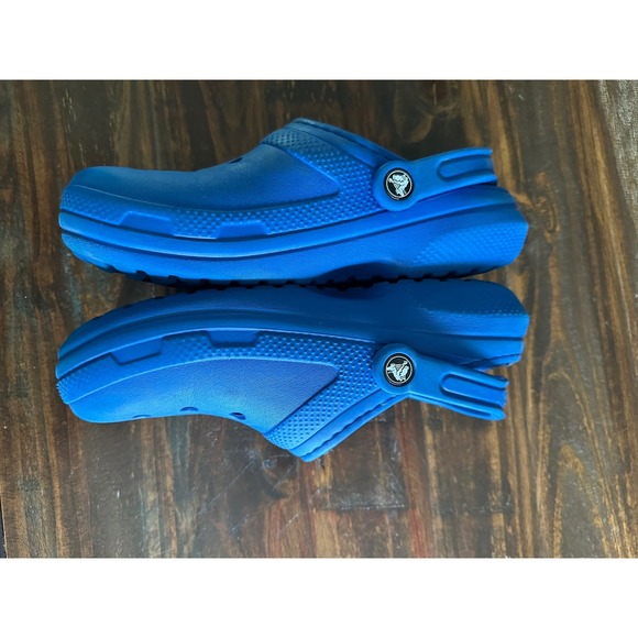 Crocs Clogs Fuzz Lined Blue Comfort Slip On Shoes - Picture 5 of 9